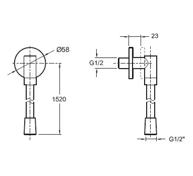Коленное соединение E10683-CP с гибким душ шлангом и декоративной круглой заглушкой