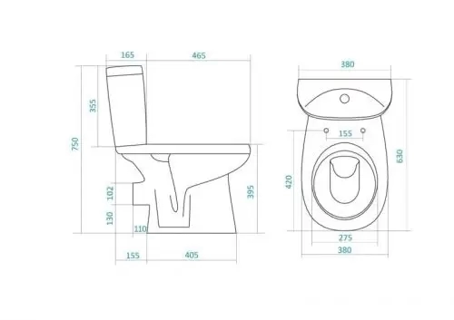 Унитаз-компакт Анимо прямой выпуск Сиденье полипропилен 1WH110035