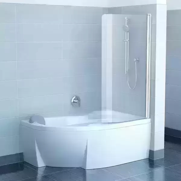 Шторка для ванн CVSK1 ROSA 160/170 R белая+транспарент Chrome 7QRS0100Y1