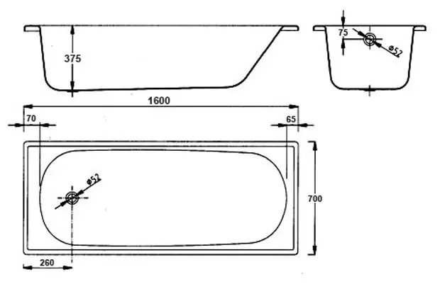 Ванна стальная Europa 1600х700 B60E12