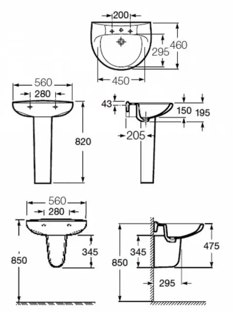 Раковина подвесная 560x460x195 Roca Victoria 32739300Y