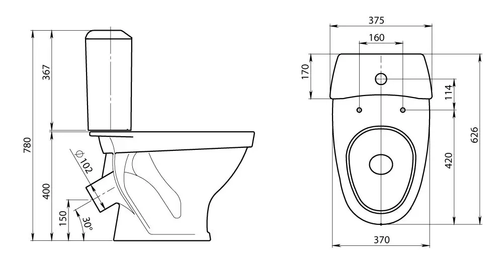 Унитаз-компакт Вест белый с сиденьем полипропилен 1P2018S0000BF