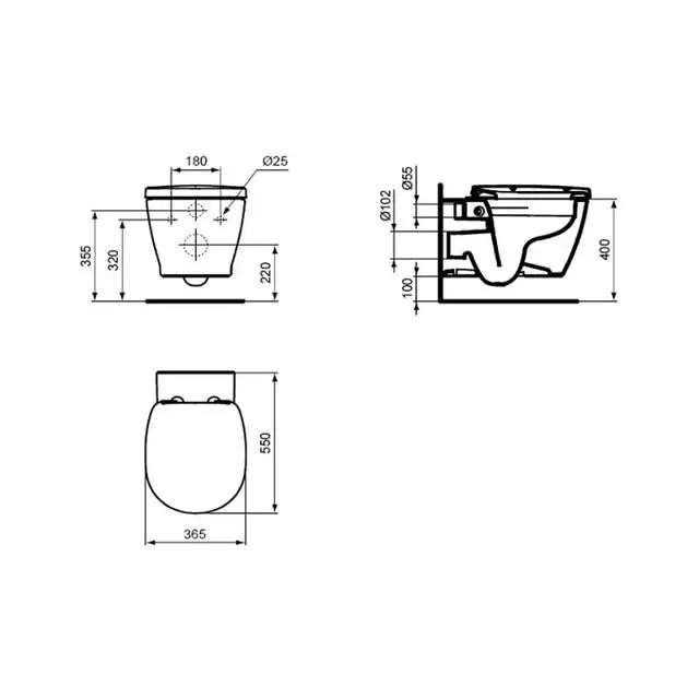 Унитаз подвесной безободной Коннект глубокий смыв E814901