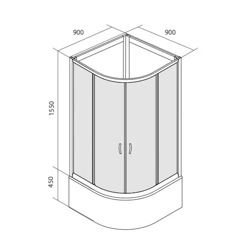 Душевая кабина переднее стекло прозрачное, заднее стекло матовое, HA HA2R099i21