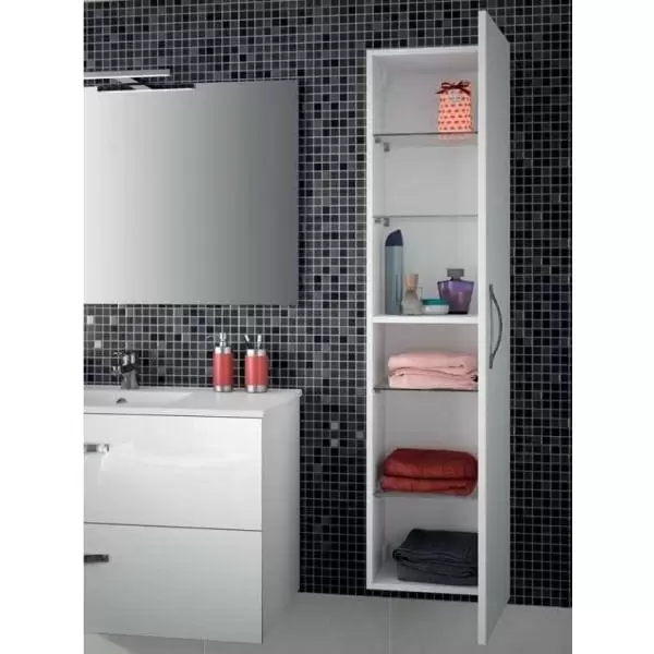 Пенал подвесной Ola 35 х 140 см 4 стеклянные полочки серый антрацит EB396-N14