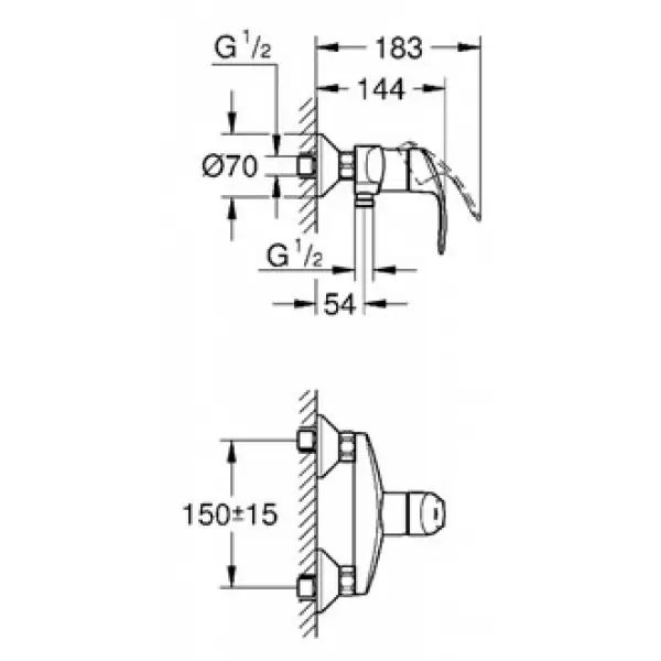 Смеситель GROHE Eurosmart для душа 33555002
