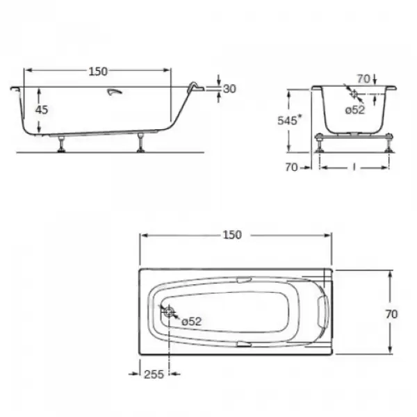 Ванна акриловая Sureste 1500х700
