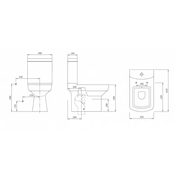 Унитаз напольный BASICS c функцией биде в комплекте с бачкомсиденьем