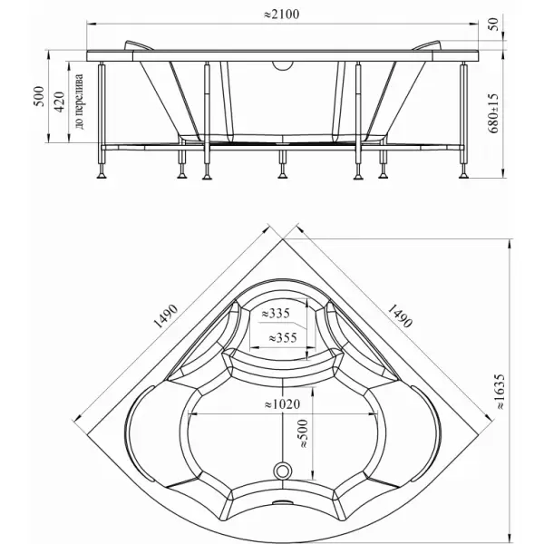 Фронтальная панель с креплением к ванне Сандра ; Vanessa 2-21-0-0-0-221