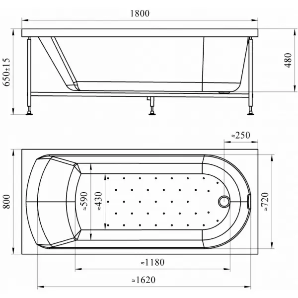 Боковая панель с креплением к ванне Николь (левая); Vanessa 2-31-0-1-0-210