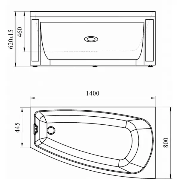 Боковая панель короткая с креплением к ванне Мэги (левая); Vanessa 2-31-0-1-0-211