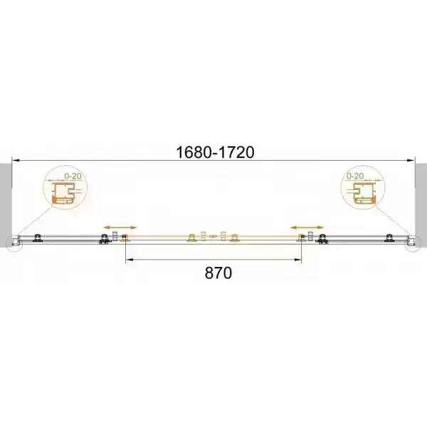 Душевое ограждение ANIMA-BF-2-170-P-Cr 1700x1950