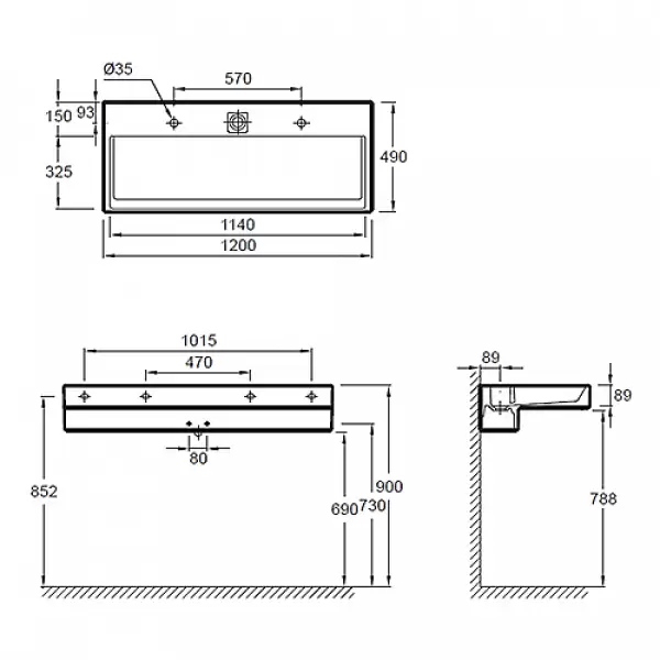 Умывальник TERRACE 120х49 (бел) EXB112-00