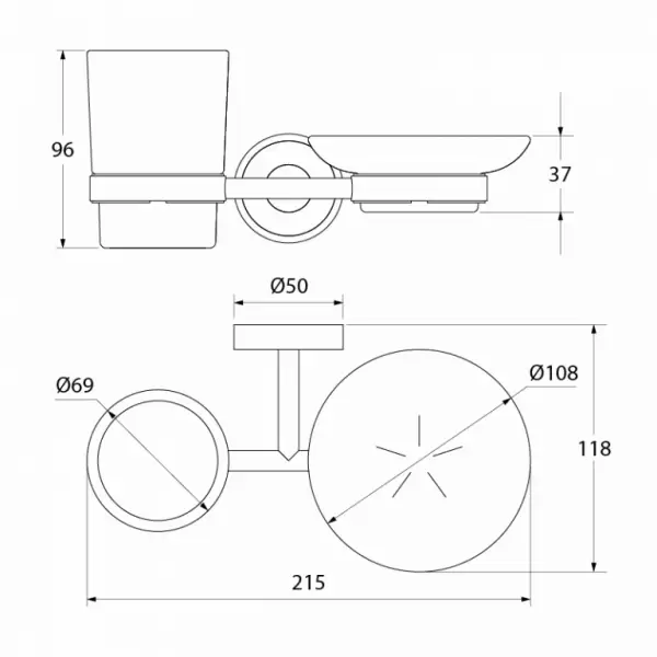 Подстаканник и мыльница, матовое стекло, латунь, Calipso, CALMBG0i57