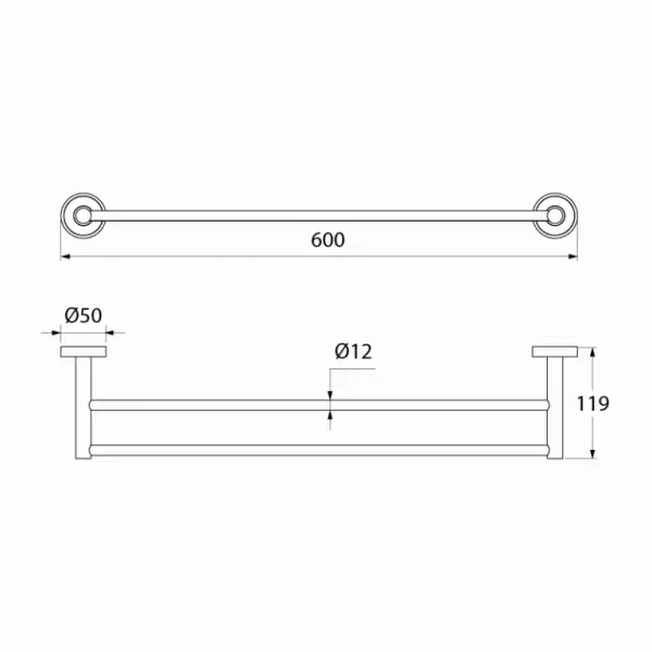 Полотенцесушитель двойной, латунь, Calipso, CALSB20i49