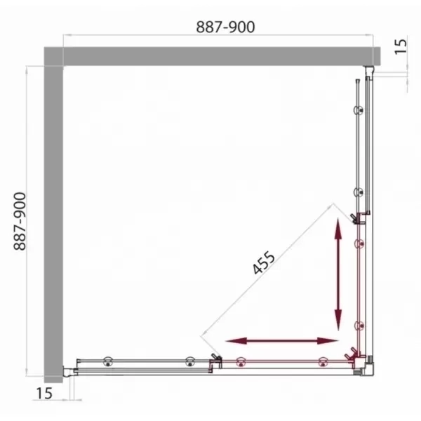 Душевой уголок квадратный UNO-A-2-90-P-Cr 900x900x1850