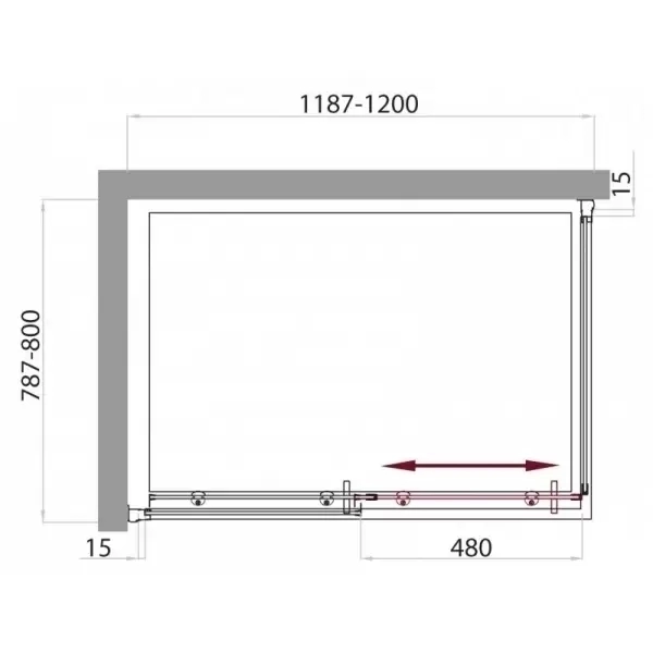 Душевой уголок прямоугольный UNO-AH-1-120/80-P-Cr 1200x800x1850