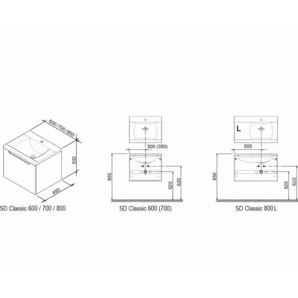 Комплект мебели CLASSIC 800-L латте/белый