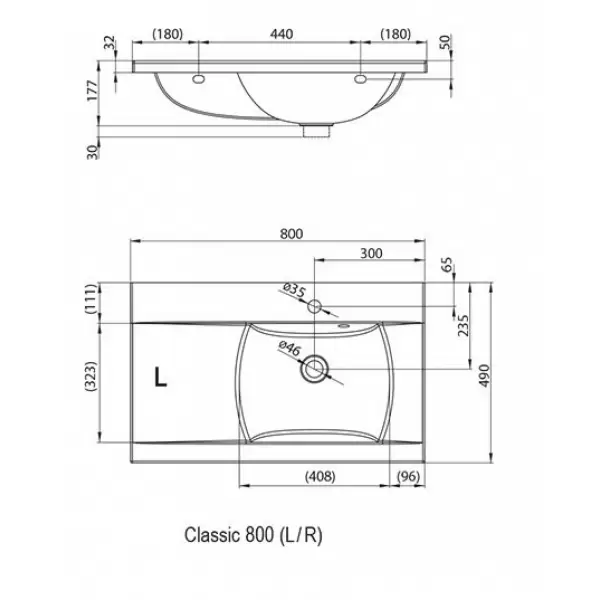 Комплект мебели CLASSIC 800-L латте/белый