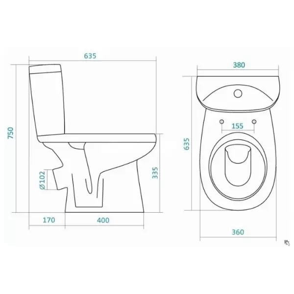 Унитаз-компакт Анимо 1WH110032 эконом косой выпуск однорежимная арматура сиденье полипропилен
