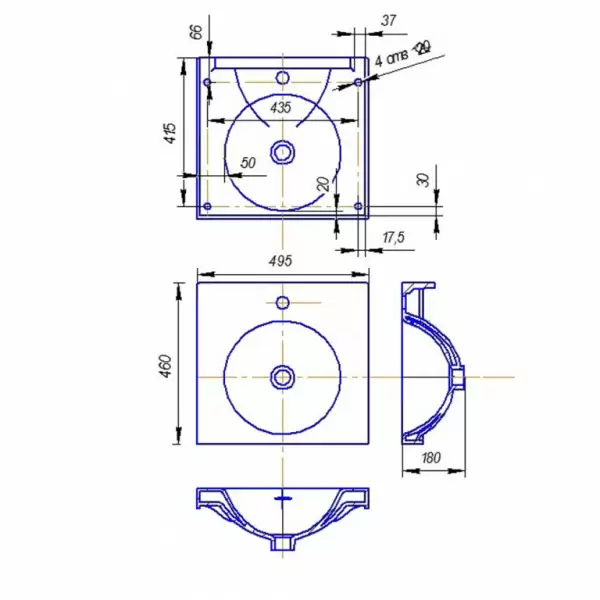 Умывальник Ringo 50 на кронштейнах