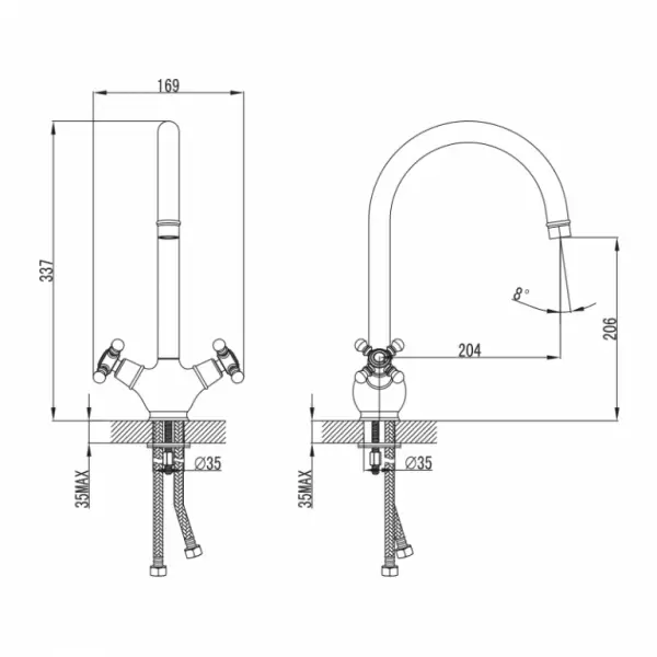 Смеситель для кухни бронза Sam SAMBRJ0i05