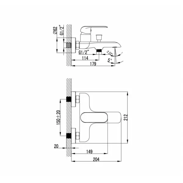 Смеситель для ванны белый/хром Calipso CALSB00i02