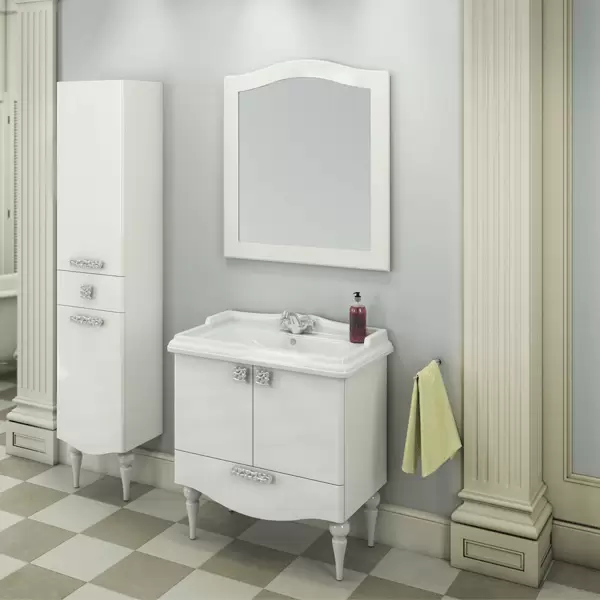 Тумба-умывальник Монако-80-1 белая с раковиной 3380