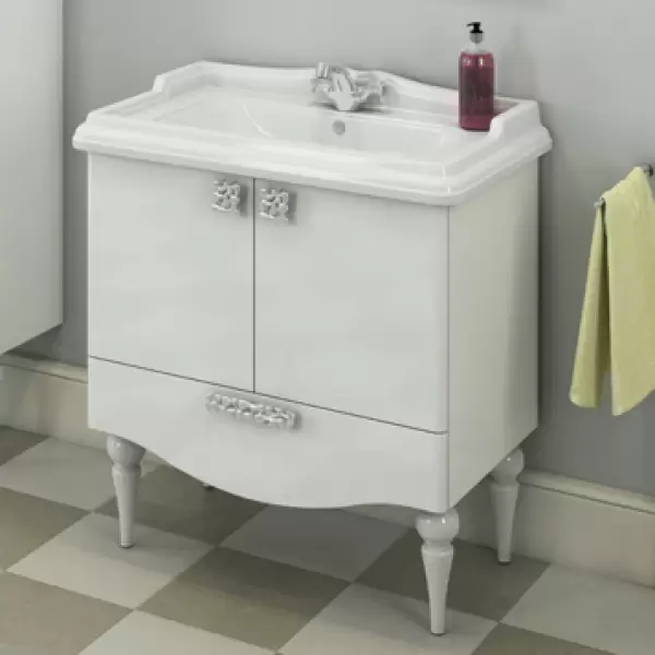 Тумба-умывальник Монако-80-1 белая с раковиной 3380