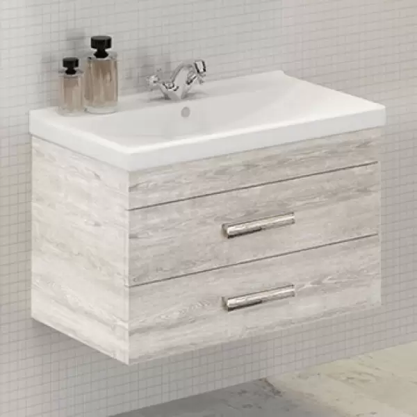 Тумба-умывальник Никосия-80 дуб белый с раковиной Fest 80