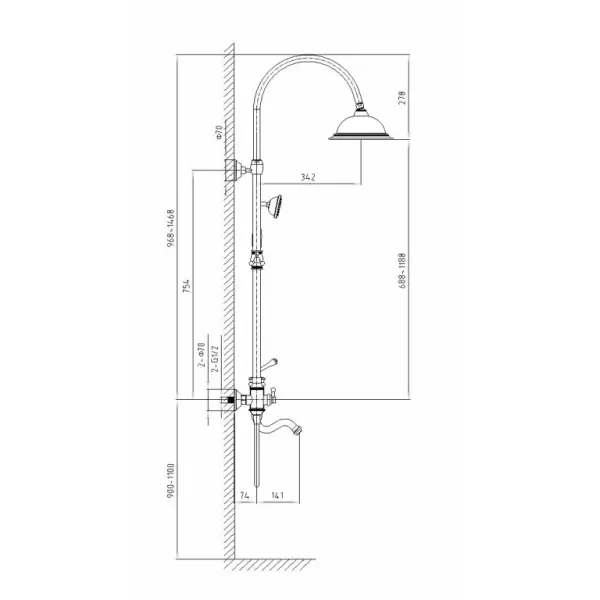 Душевая система Timo Adelia SX-6010/00 chrome (3х режимная) тел.