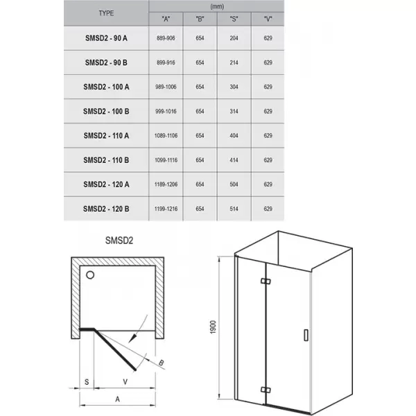 Душевая дверь SMSD2-90 B-L хром + Транспарент 0SL7BA00Z1