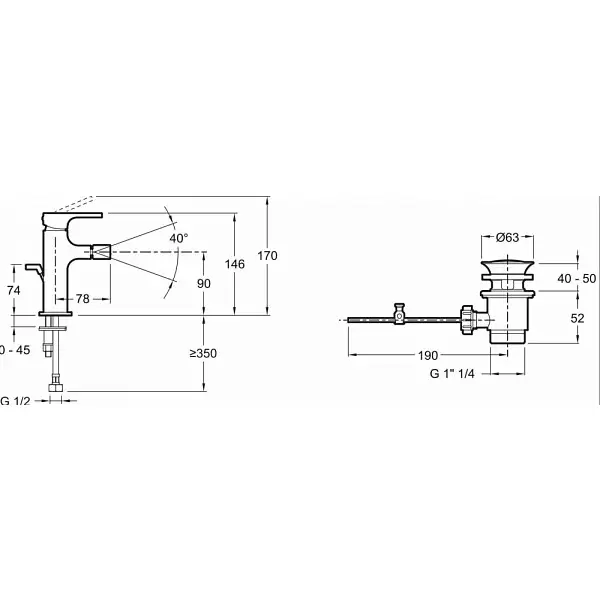 Смеситель для биде STRAYT E8777-CP однорычажный стандартная модель