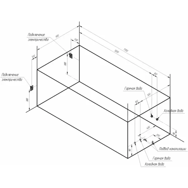 Ванна акриловая ХЕЛЬГА 170х90, рама-подставка, подголовник - 1 шт.; 1-01-0-0-1-045