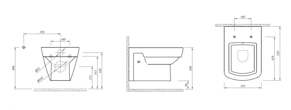 Унитаз подвесной с сидением микролифт BASICS 7112236300+70122729S0