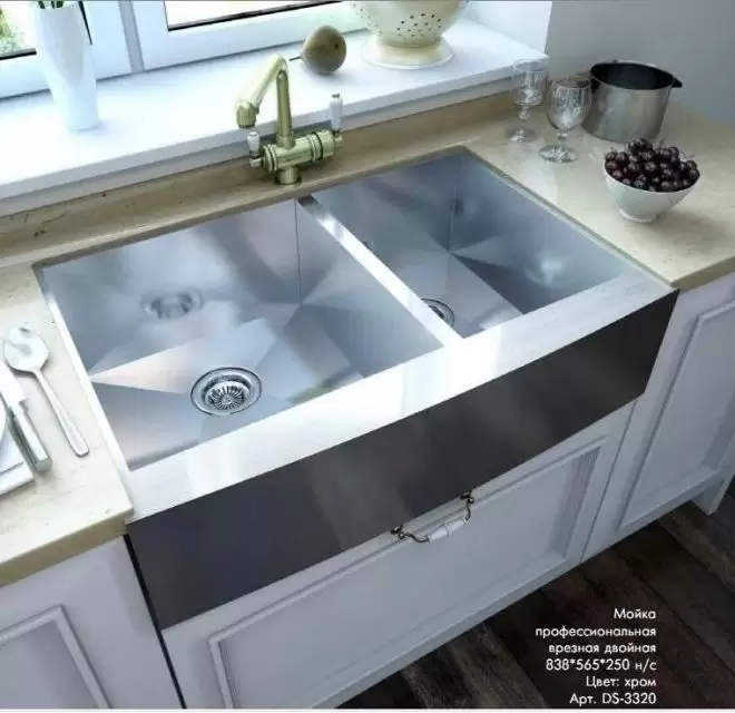 Мойка профессиональная врезная двойная 838*565*250 н/с KITСHEN SINKS DS-3320 Elghansa