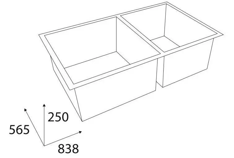 Мойка профессиональная врезная двойная 838*565*250 н/с KITСHEN SINKS DS-3320 Elghansa