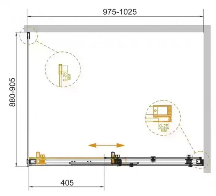 Душевое ограждение STYLUS-SOFT-AH-1-100/90-C-Cr 1000x900x1950