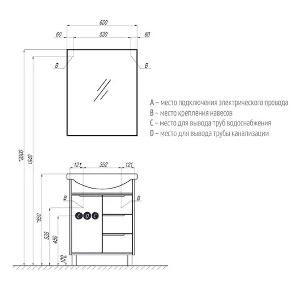 Зеркало Рико 65 1A216402RI010