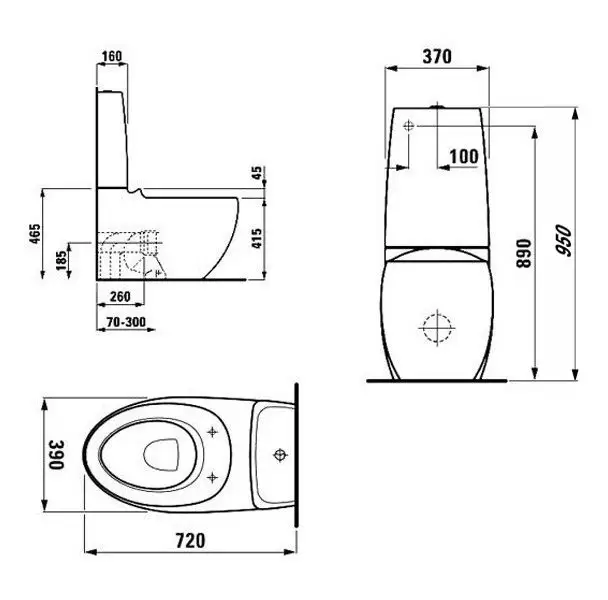 Унитаз-компакт Alessi One, Vario выпуск, покрытие LCC