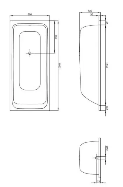 Ванна Select 180x80 без шумоизоляции 3413-000 BETTE