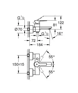 Смеситель для ванны LINEARE однорычажный (сталь) 33849DC1 GROHE