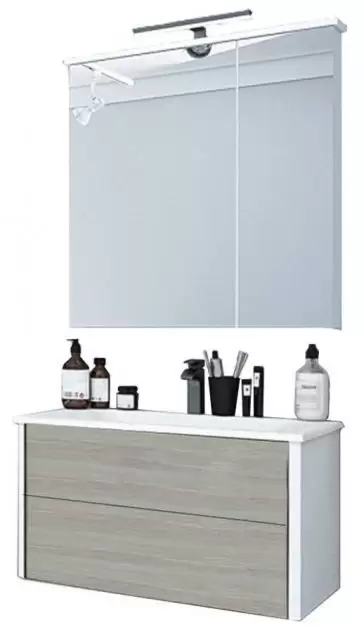 Комплект мебели Брук 80 дуб латте с зеркальным шкафом