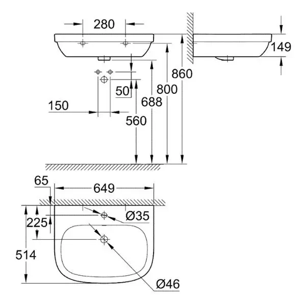 Раковина Euro Ceramic 65, 39323000 GROHE
