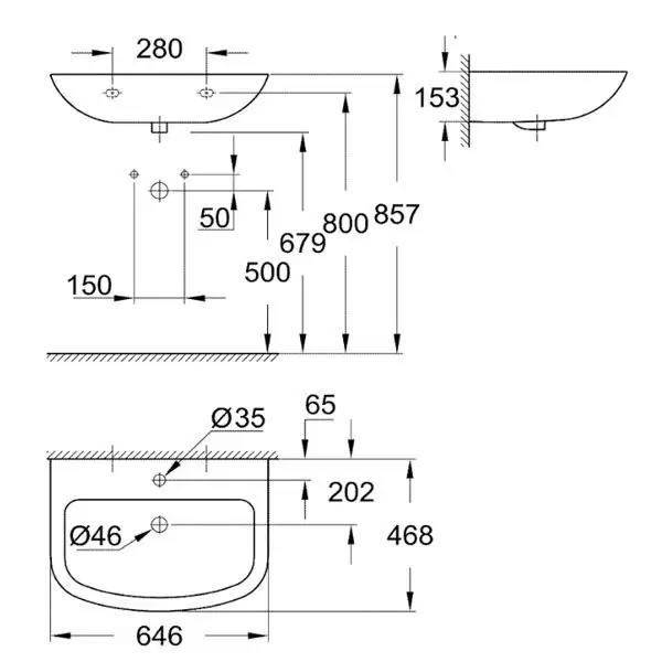 Раковина Bau Ceramic 65, 39420000 GROHE