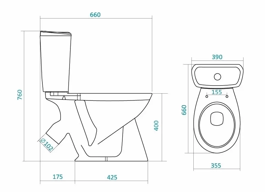 Унитаз-компакт Бриз с кос. выпуском, двухр. арм, сиденье дюропласт 1WH302138 Santek