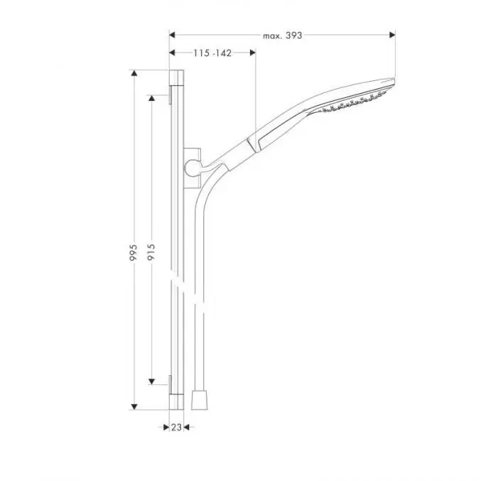 Душевой набор Raindance Select 150/Raindance Unica\'S 0,90 м Raindance Select 26626400 HANSGROHE