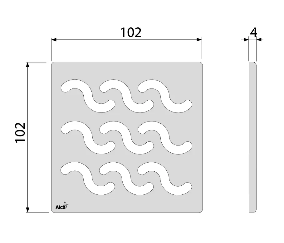 Дизайновая решетка 102 × 102 × 5 латунь – хром MPV002 ALCAPLAST