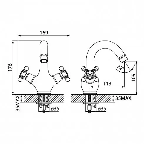 Смеситель для умывальника, SAM, ID SAMBR00I01 IDDIS
