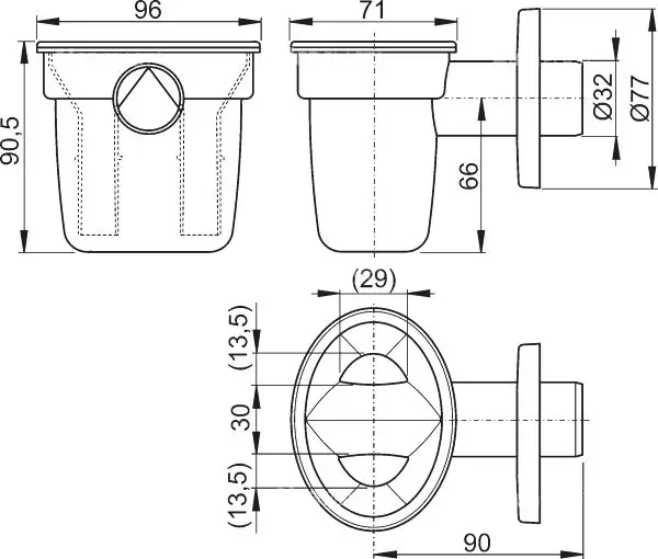 Воронка с мокрым гидрозатвором для сбора конденсата DN32 AKS1 ALCAPLAST